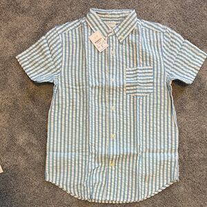 Crewcuts seersucker Light Blue and White Striped Button Down Shirt NWT Sz 12